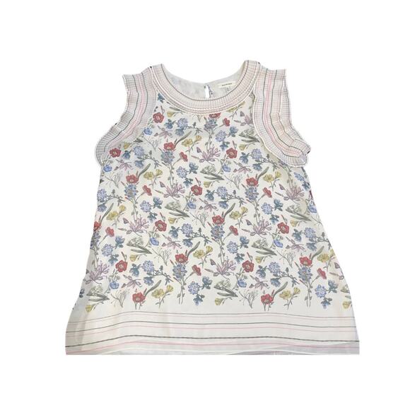 Max Studio Sleeveless Floral Top Pleated Collar and Sleeves Size Large Casual - Picture 1 of 5